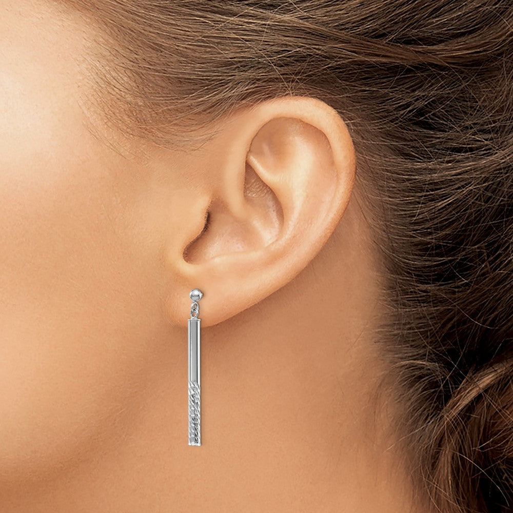 Polished and Diamond-cut Bar Dangle Post Earrings