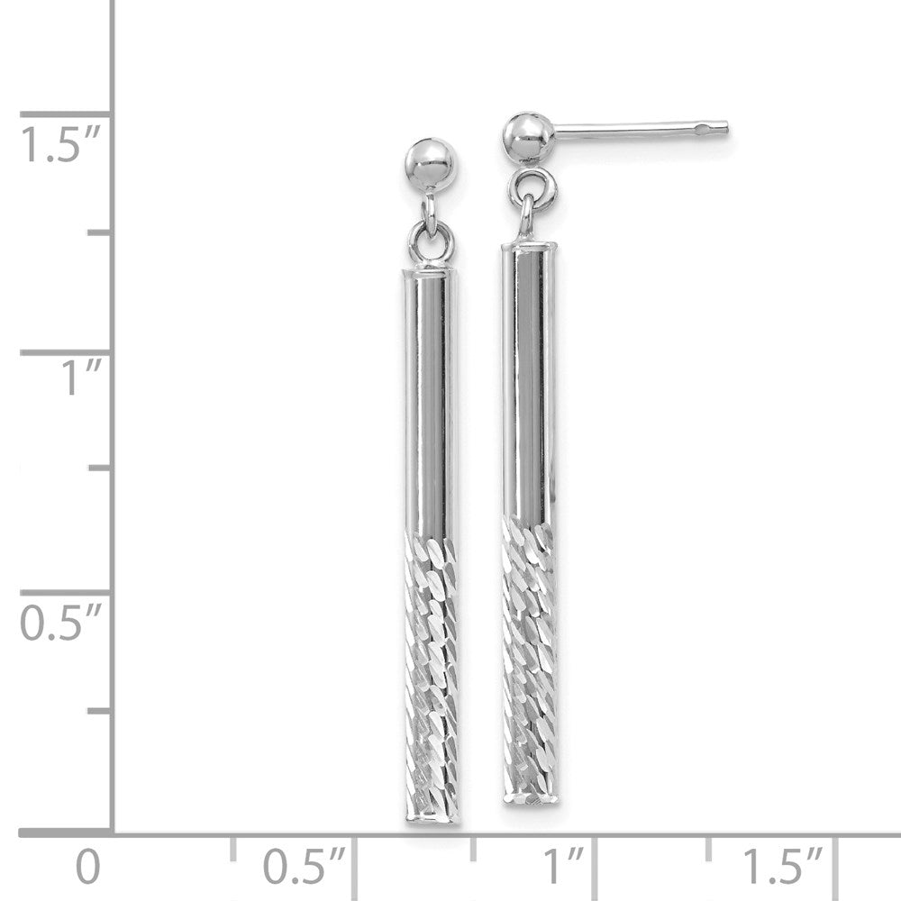 Polished and Diamond-cut Bar Dangle Post Earrings
