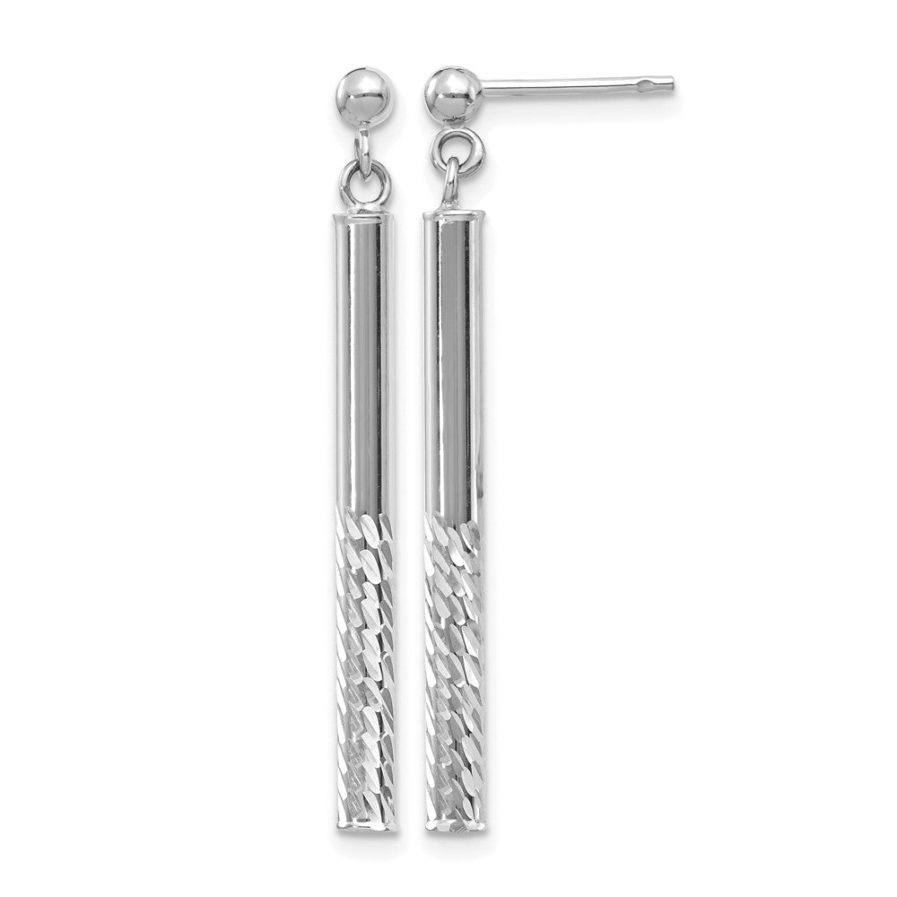 Polished and Diamond-cut Bar Dangle Post Earrings