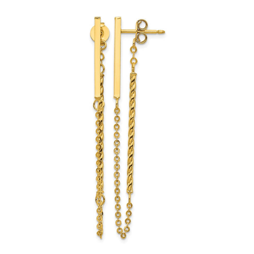 Polished and Twisted Bar w/Chain Post Earrings