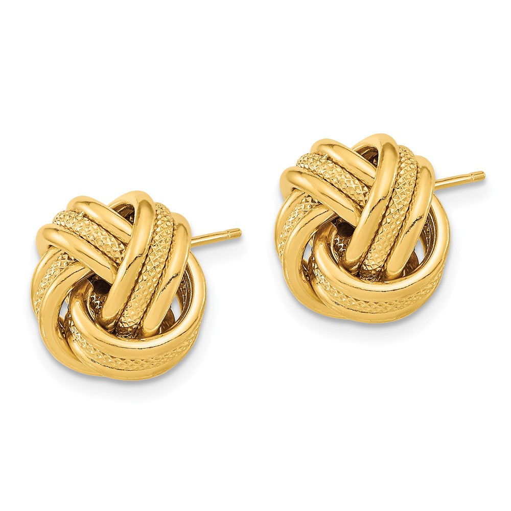 Polished Textured Triple Love Knot Post Earrings - 1.81g