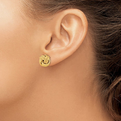 Polished Textured Triple Love Knot Post Earrings - 1.81g