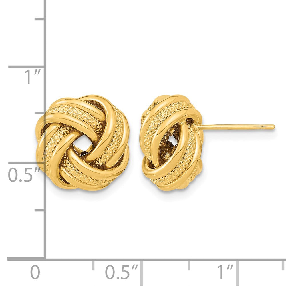 Polished Textured Triple Love Knot Post Earrings - 1.81g