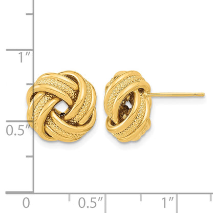 Polished Textured Triple Love Knot Post Earrings - 1.81g