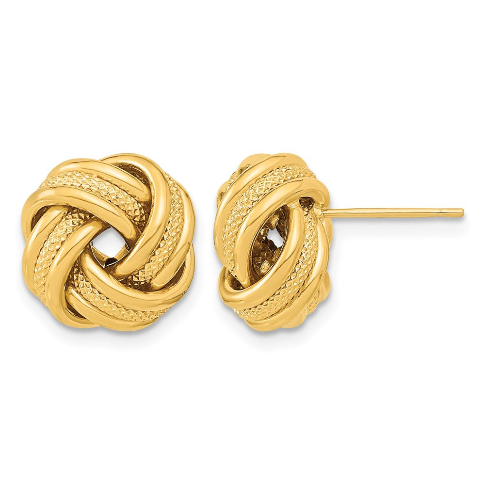 Polished Textured Triple Love Knot Post Earrings - 1.81g