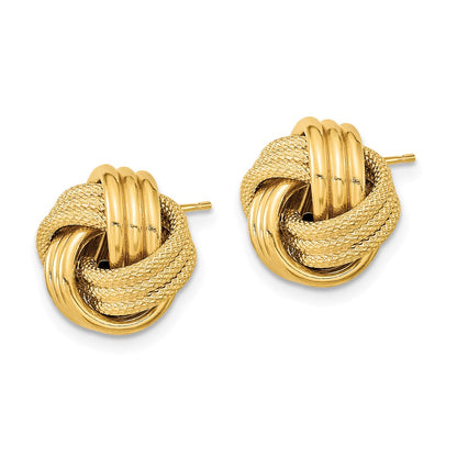 Polished Textured Triple Love Knot Post Earrings - 1.68g