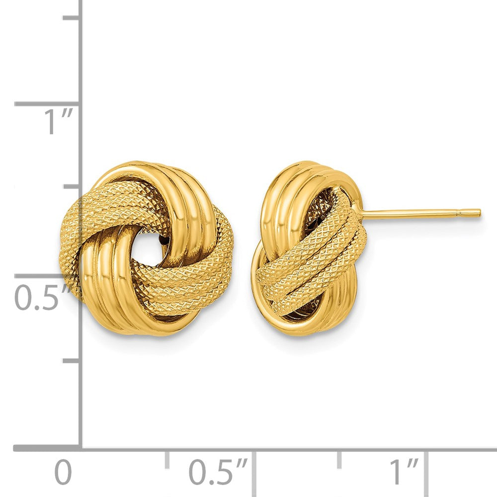 Polished Textured Triple Love Knot Post Earrings - 1.68g