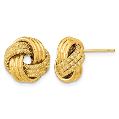 Polished Textured Triple Love Knot Post Earrings - 1.68g