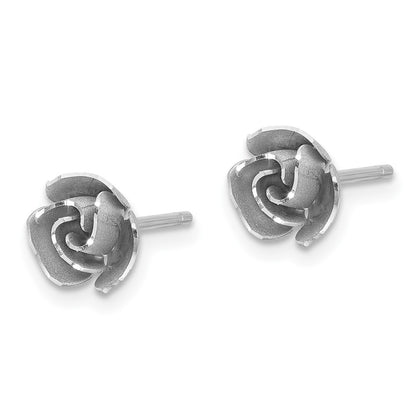Satin Finish D/C Rose Post Earrings - 7mm