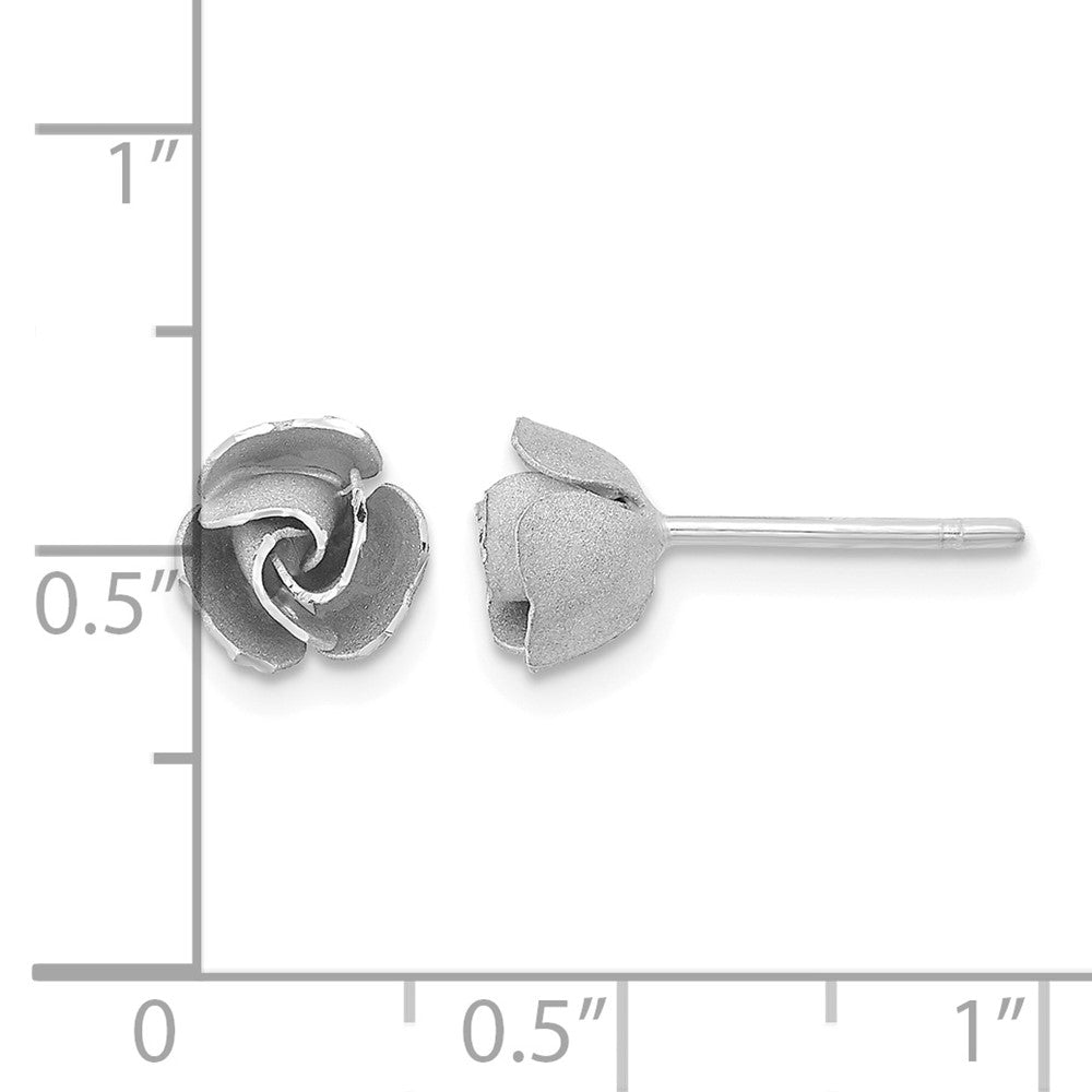 Satin Finish D/C Rose Post Earrings - 7mm