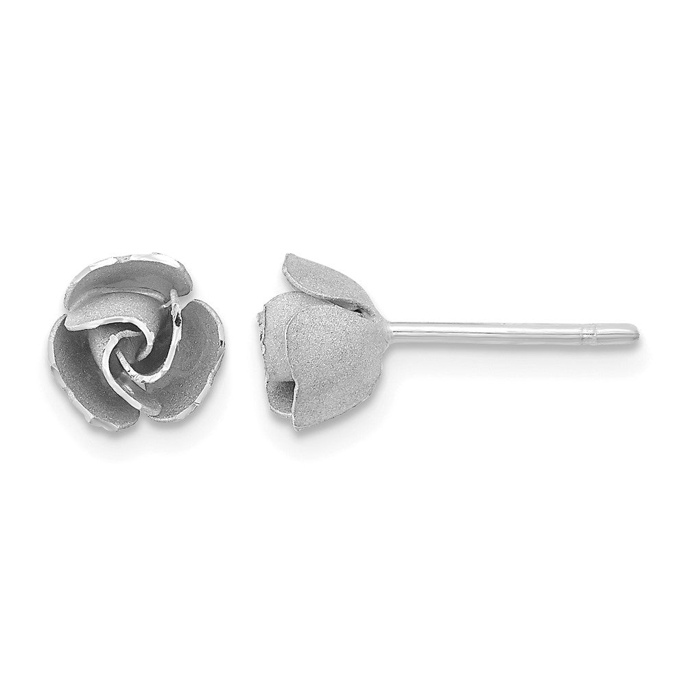 Satin Finish D/C Rose Post Earrings - 7mm