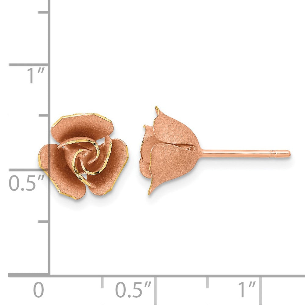 Satin Finish D/C Rose Post Earrings - 9.2mm