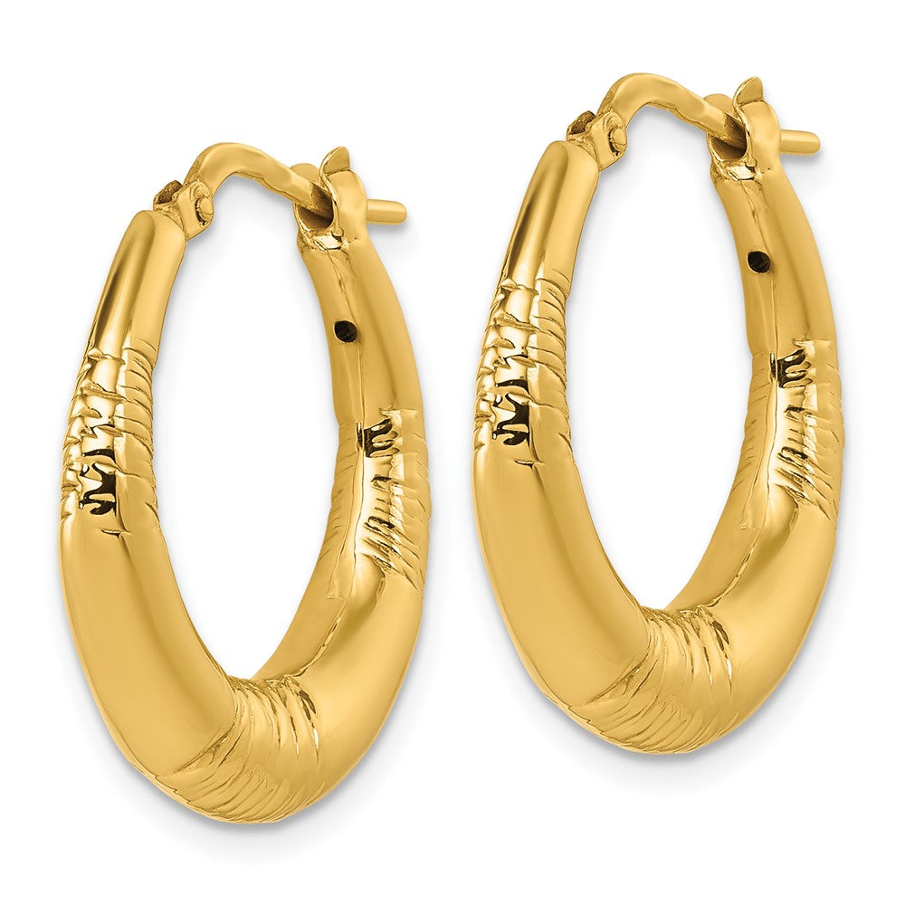 Polished and Grooved Round Hoop earrings - 23.6mm