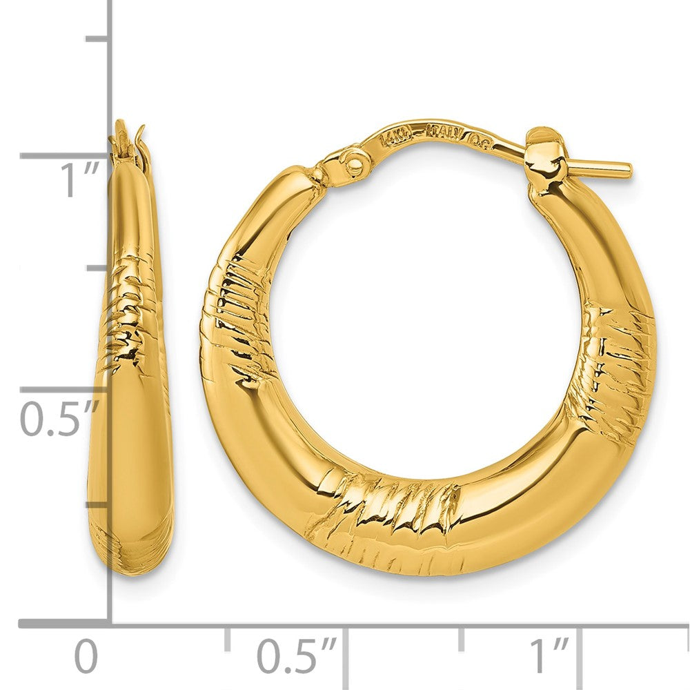 Polished and Grooved Round Hoop earrings - 23.6mm