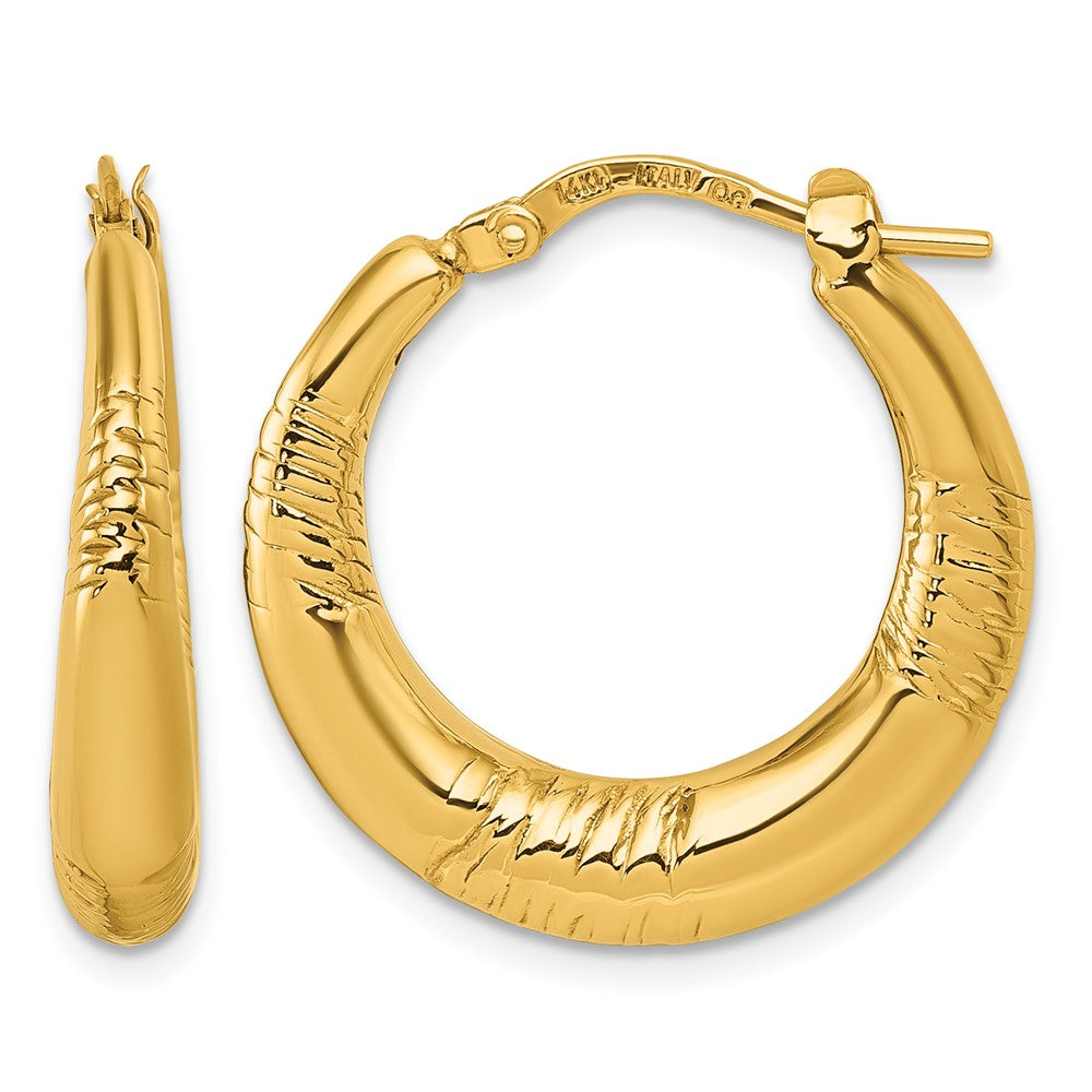 Polished and Grooved Round Hoop earrings - 23.6mm