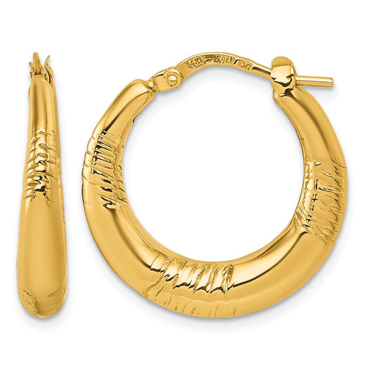 Polished and Grooved Round Hoop earrings - 23.6mm