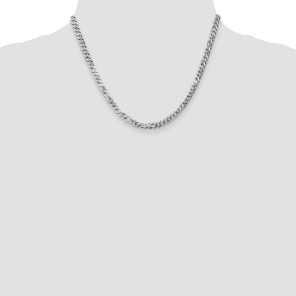 4.75mm Flat Beveled Curb Chain - White Gold