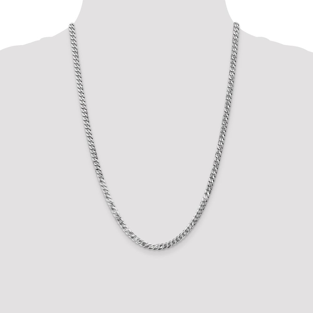 4.75mm Flat Beveled Curb Chain - White Gold