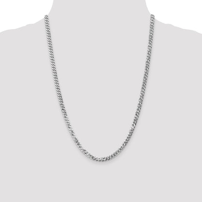 4.75mm Flat Beveled Curb Chain - White Gold