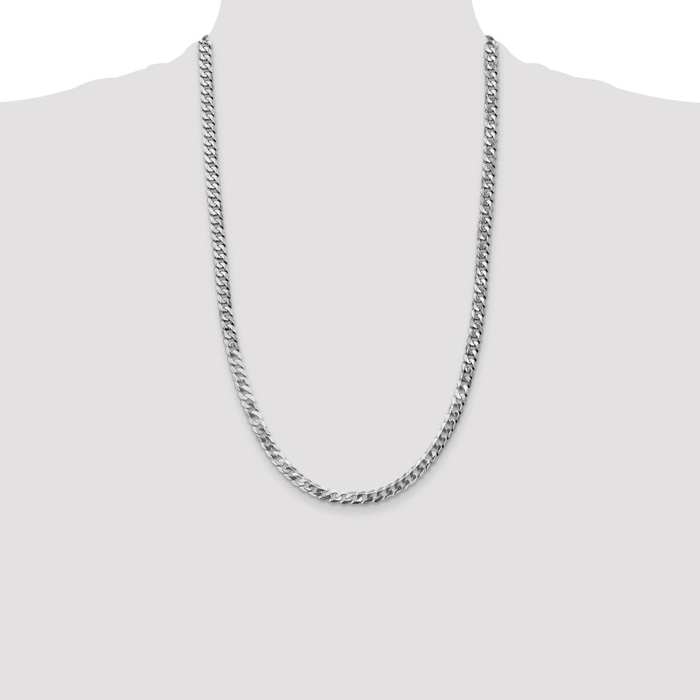 4.75mm Flat Beveled Curb Chain - White Gold