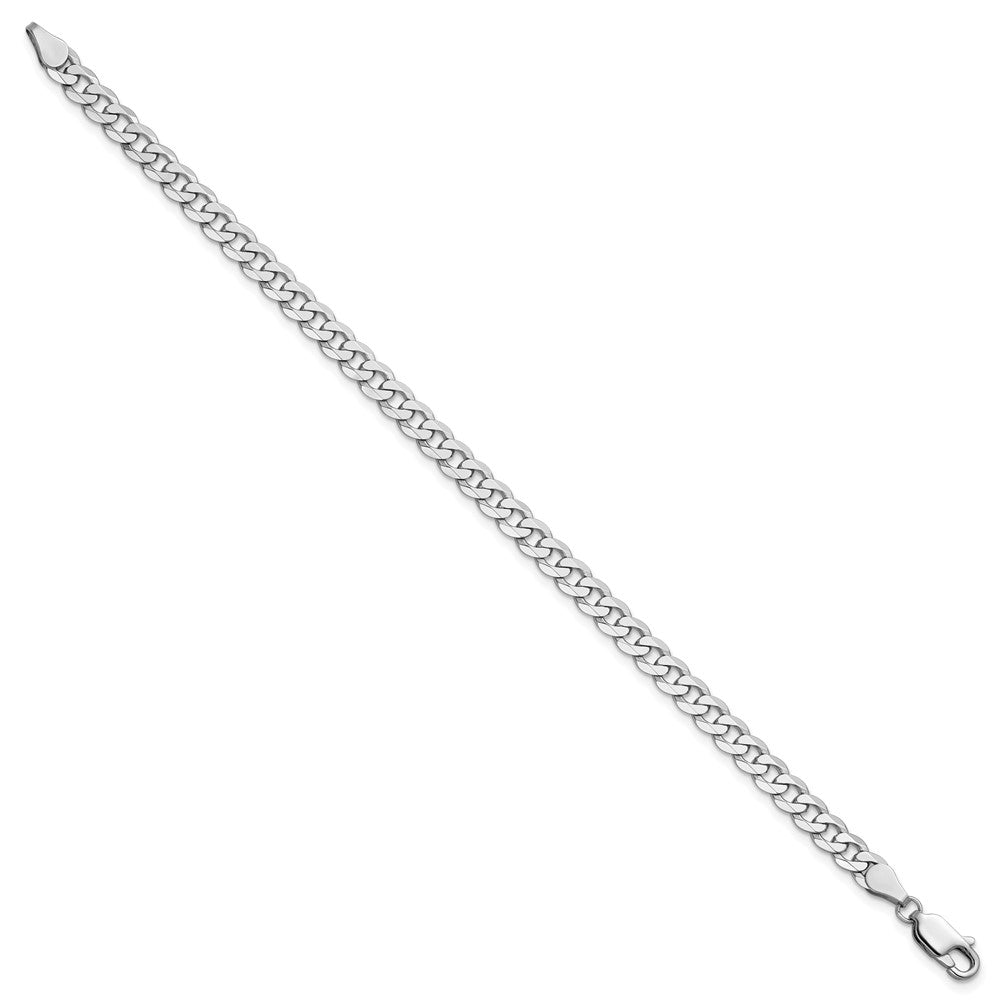4.75mm Flat Beveled Curb Chain - White Gold
