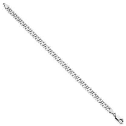 4.75mm Flat Beveled Curb Chain - White Gold