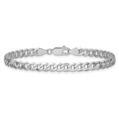 4.75mm Flat Beveled Curb Chain - White Gold