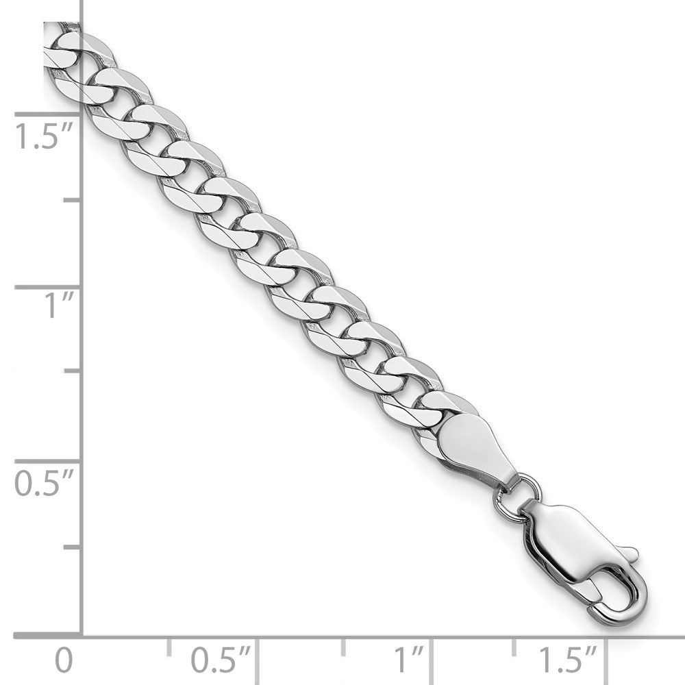 4.75mm Flat Beveled Curb Chain - White Gold