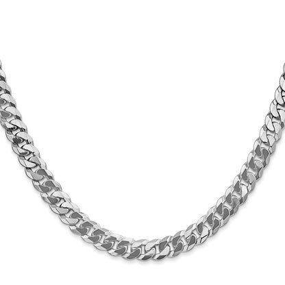 6.25mm Flat Beveled Curb Chain - White Gold