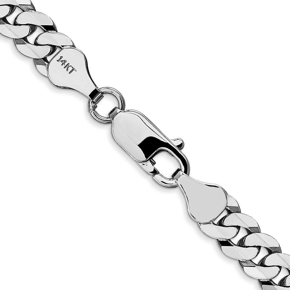 6.25mm Flat Beveled Curb Chain - White Gold