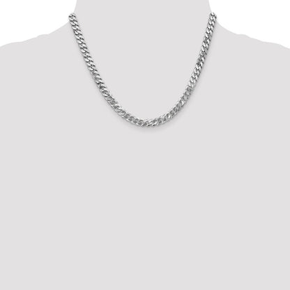 6.25mm Flat Beveled Curb Chain - White Gold