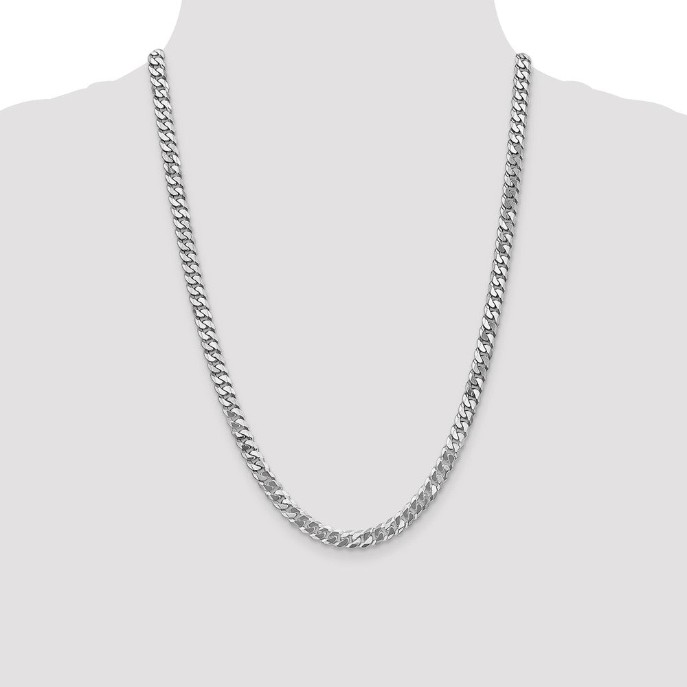 6.25mm Flat Beveled Curb Chain - White Gold