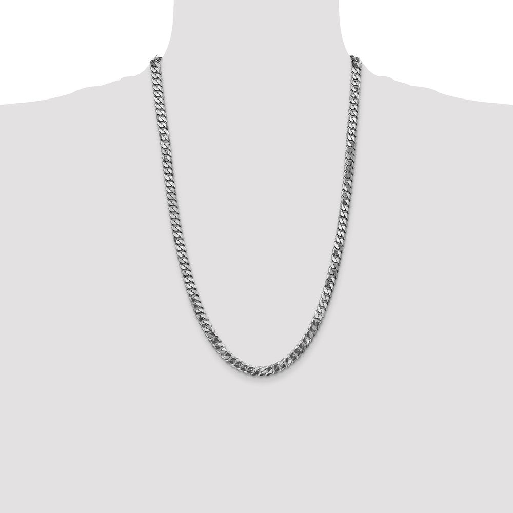 6.25mm Flat Beveled Curb Chain - White Gold