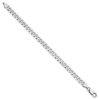 6.25mm Flat Beveled Curb Chain - White Gold