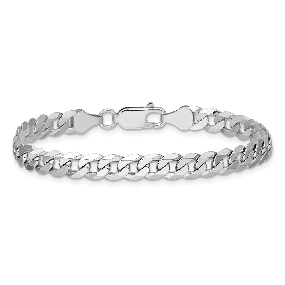 6.25mm Flat Beveled Curb Chain - White Gold