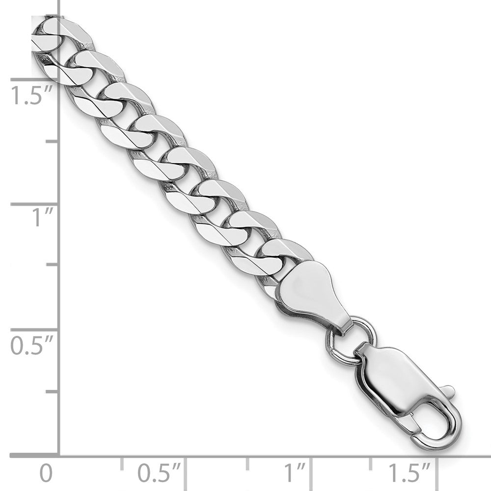 6.25mm Flat Beveled Curb Chain - White Gold