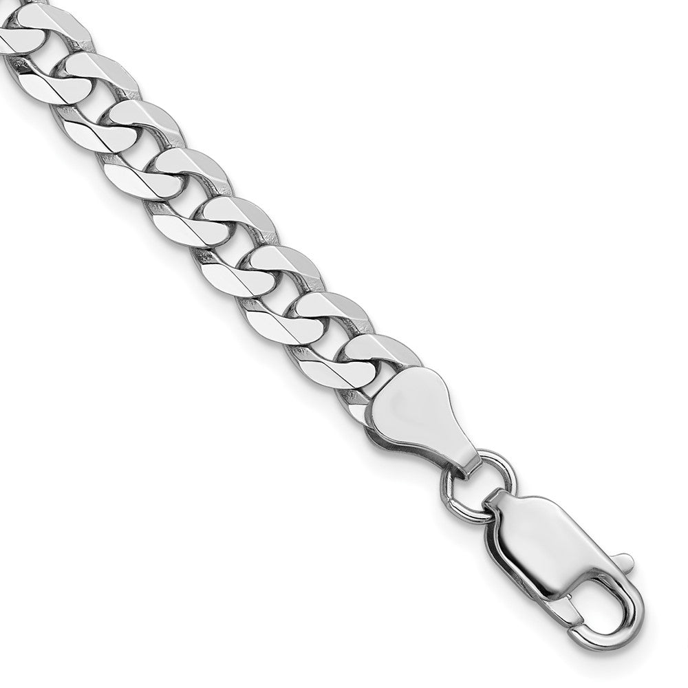 6.25mm Flat Beveled Curb Chain - White Gold