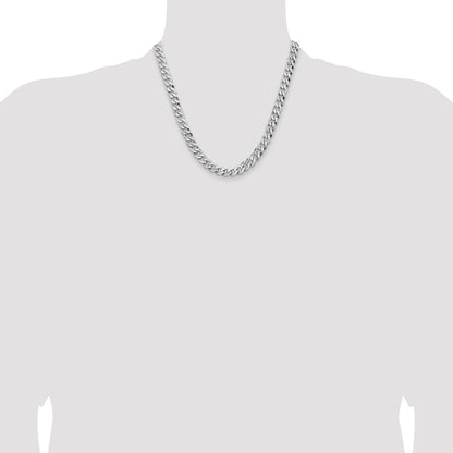 8mm Flat Beveled Curb Chain - White Gold
