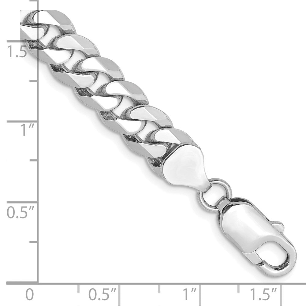 8mm Flat Beveled Curb Chain - White Gold