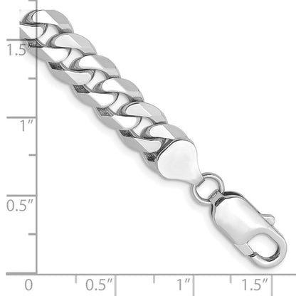 8mm Flat Beveled Curb Chain - White Gold