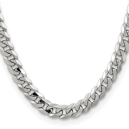 8.5mm Flat Beveled Curb Chain - White Gold