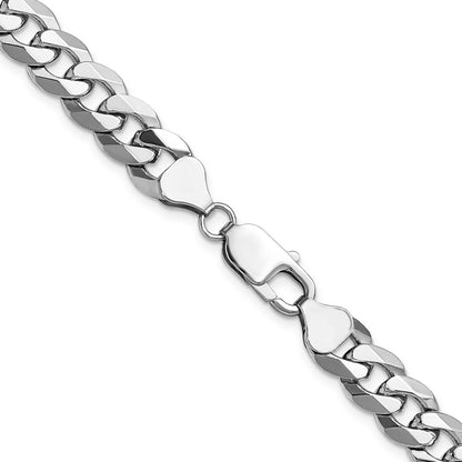 8.5mm Flat Beveled Curb Chain - White Gold