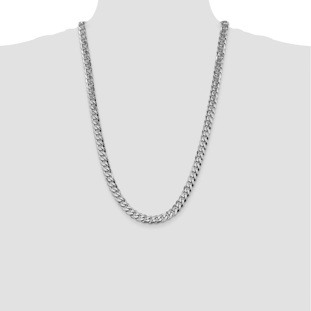 8.5mm Flat Beveled Curb Chain - White Gold