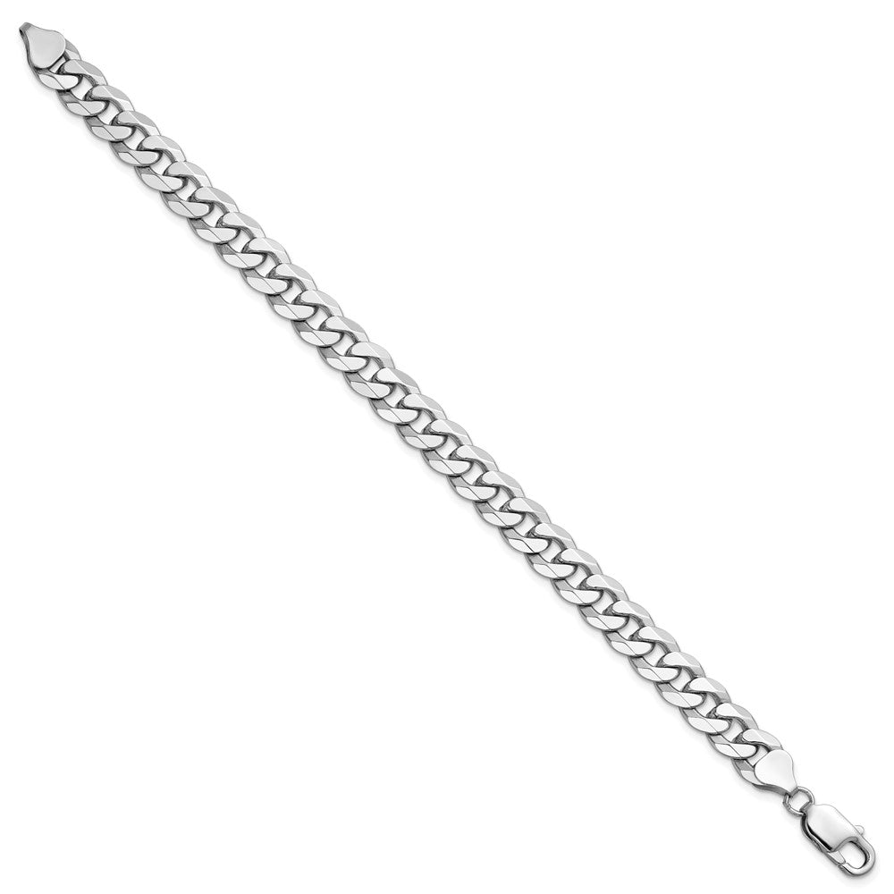 8.5mm Flat Beveled Curb Chain - White Gold