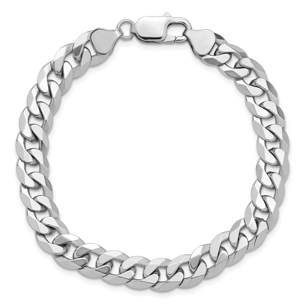 8.5mm Flat Beveled Curb Chain - White Gold