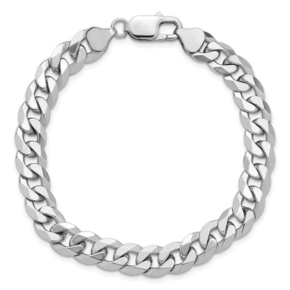 8.5mm Flat Beveled Curb Chain - White Gold
