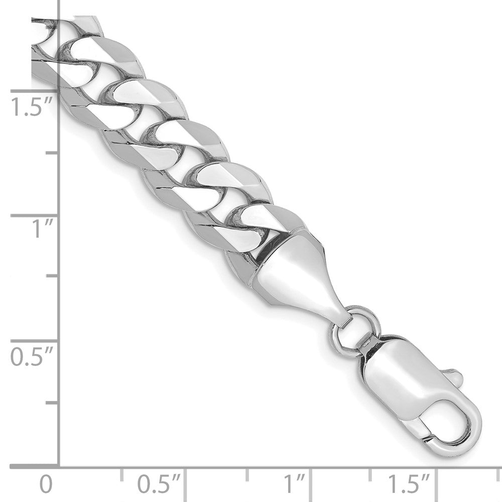 8.5mm Flat Beveled Curb Chain - White Gold