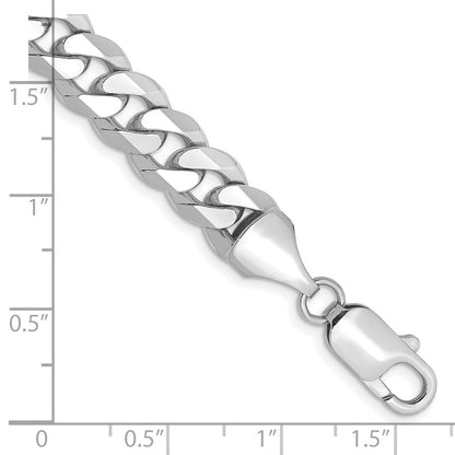 8.5mm Flat Beveled Curb Chain - White Gold