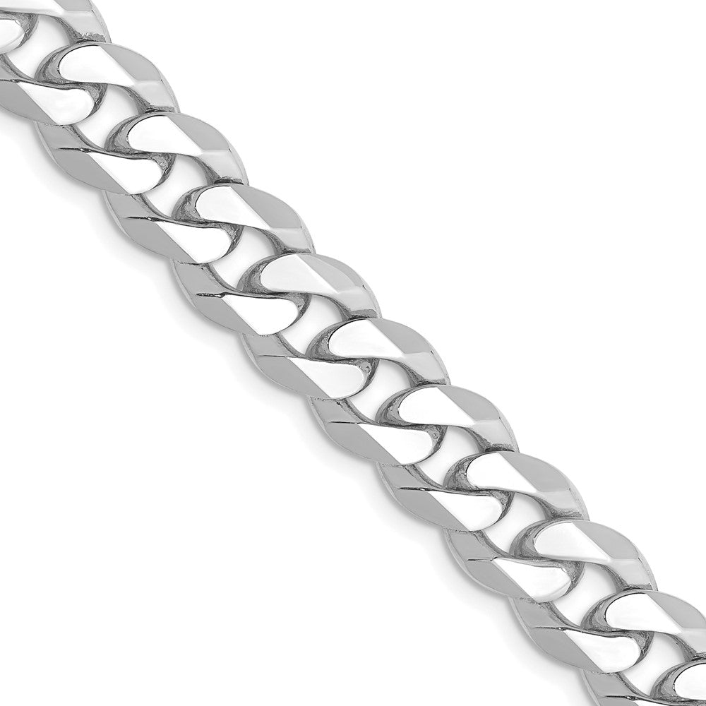 8.5mm Flat Beveled Curb Chain - White Gold
