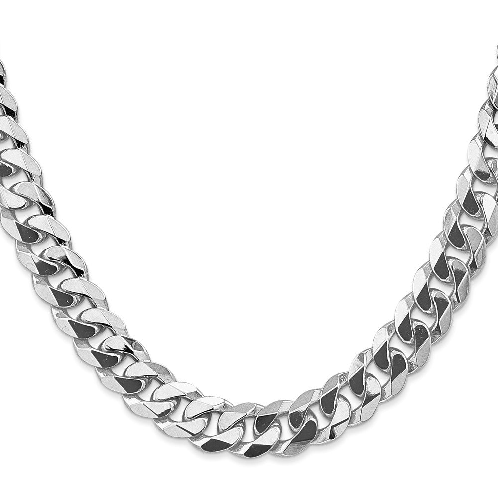 9.5mm Flat Beveled Curb Chain - White Gold